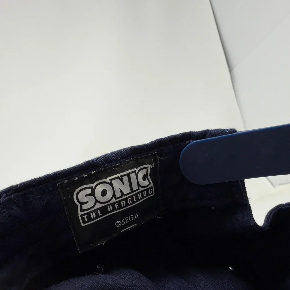 Sonic the Hedgehog Hat Unisex OS Baseball Cap Navy Blue Embroidered SEGA EUC